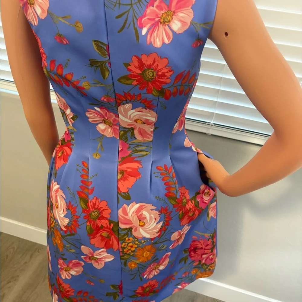 Vince Camuto Vibrant Floral Sleeveless Scuba Knit Fit & Flare Dress Size 2 Mini - Picture 9 of 10